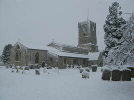 St Deny's Church in snow